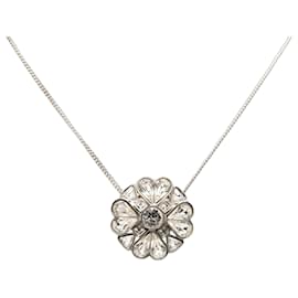 Collana con pendente Chanel Silver CC Brass Strass Clover
