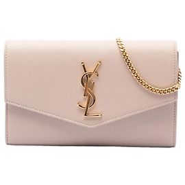 Cartera con cadena Uptown Grain De Poudre beige Saint Laurent