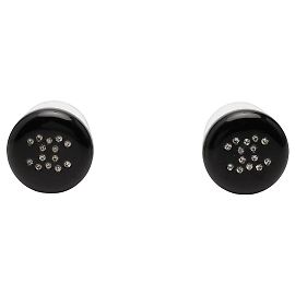 Orecchini a bottone Chanel Black CC in resina e strass