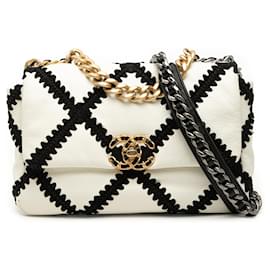 Chanel White Medium Crochet Calfskin 19 Flap