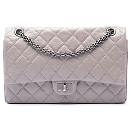 Chanel Reissue 2.55 Double Flap 226 in pelle di vitello invecchiata trapuntata grigia