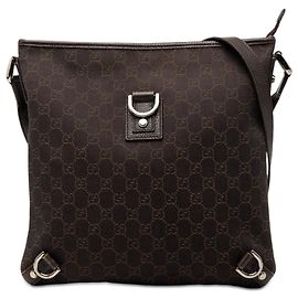 Borsa a tracolla Gucci Abbey D Ring in denim marrone con GG