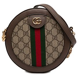 Gucci Beige Mini GG Supreme Web Ophidia Borsa a tracolla rotonda