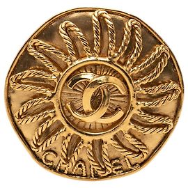 Spilla Chanel Gold CC placcata oro Sunburst