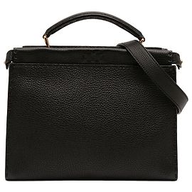 Borsa Fendi Black Mini Calfskin Romano Selleria Peekaboo Iconic Fit