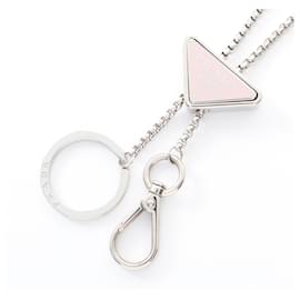 Collana portachiavi in acciaio inossidabile argento Prada