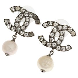 Chanel Coco Mark Strass-Ohrringe mit Kunstperlen