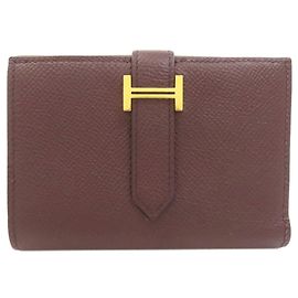Hermès Bearn Bi-fold Portemonnaie aus Epsom Leder in Bordeaux