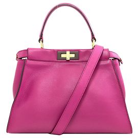 Bolsa Fendi Peekaboo 2-Way em couro de bezerro rosa