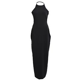 Vestido largo con cuello halter Coralia de The Row en poliamida negra