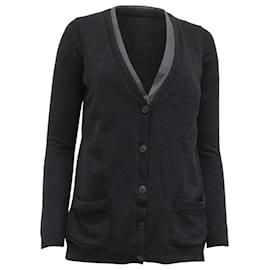 Theory V-Ausschnitt Cardigan aus grauer Wolle