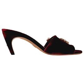 Mules Dior Soul in velluto bordeaux con strass Swarovski