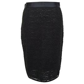 Falda lápiz midi de encaje Dolce & Gabbana en poliamida negra
