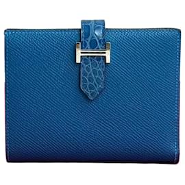 Cartera compacta Hermes Bearn de piel de aligátor y becerro - Hermès