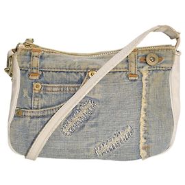 Borsa a tracolla D&G Dolce & Gabbana Vintage Denim Patchwork Y2K Stampa Leopardata