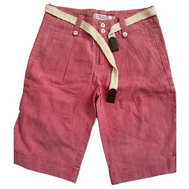 Comptoir Des Cotonniers Leinen-Bermuda-Shorts für Mädchen mit geflochtenem Gürtel
