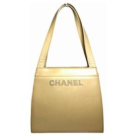 Bolsa Tote de Ombro em Couro Creme Chanel