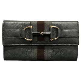 Portefeuille long en cuir Horsebit Gucci