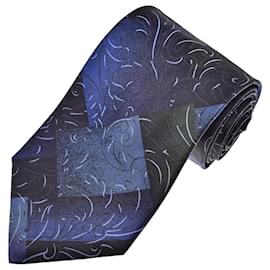 Gianni Versace Cravatta in seta motivo blu e nero