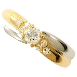 Autre Marque 18K Gelbgold- und Platin-Ring mit Diamant