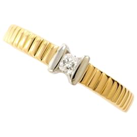 18K Gelbgold- und Platin-Ring mit Diamant - Autre Marque