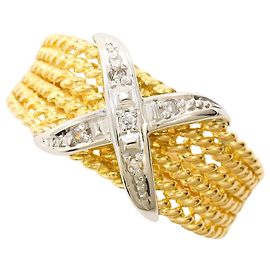 Autre Marque Anello a fascia in platino PT900 e oro giallo 18K con diamanti
