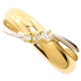 Autre Marque Anello a fascia in platino e oro giallo con diamante
