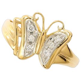 Autre Marque Anello a fascia in oro giallo 18K e platino con diamante