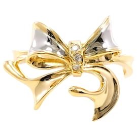 Anello a fascia in platino PT900 e oro giallo 18K con diamante - Autre Marque