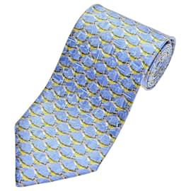 Cravatta Ermenegildo Zegna seta blu motivo uccelli