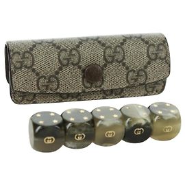 GUCCI GG Supreme Dice Case PVC Beige 662292 Auth 176770M