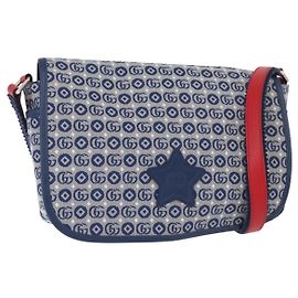 Borsa a tracolla per bambini GUCCI in tela blu argento 664143 Auth BA12815