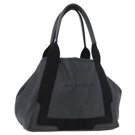 BALENCIAGA Borsa Tote Navy Kabas S in pelle nera con dettagli argento 339933 Auth 180690