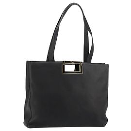 Borsa a mano Salvatore Ferragamo in pelle nera e oro Auth ka4450A