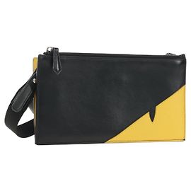 Borsa a Spalla FENDI Bugs Monster in Pelle Nera e Argento Auth ka4417M