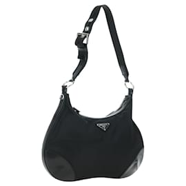 Borsa a tracolla PRADA Nylon Nero Argento Auth 179432SAV