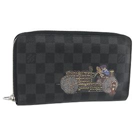 LOUIS VUITTON Damier Graphite Illustre Zippy Organizer Wallet N63002 Auth 140524
