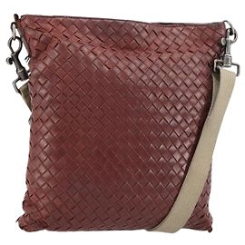 BORSA BOTTEGA VENETA INTRECCIATO in pelle Bordeaux Silver 276357 Auth BA12816