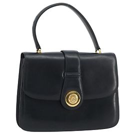 Borsa GUCCI in pelle blu navy e oro Auth ka4422