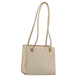 FENDI Zucca Canvas Tote Bag Beige Auth 181178
