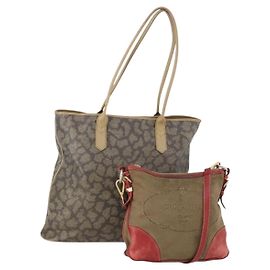 Borsa Tote SAINT LAURENT PRADA Tela PVC 2 Set Beige Auth BA12662