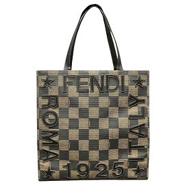 Borsa Tote Fendi marrone in pelle e PVC