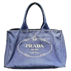 Bolso Tote de lona azul Prada Canapa