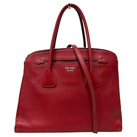 Borsa a tracolla in pelle bordeaux Prada
