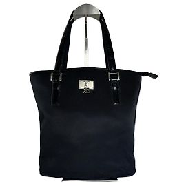 Borsa tote in nylon vintage Courreges nera