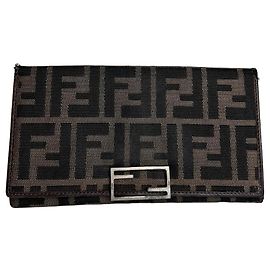 Vintage Fendi Ff Clutch Wallet Brown