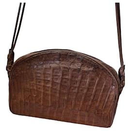 Chloé Borsa a tracolla in pelle stampa coccodrillo marrone