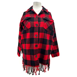 Rot-schwarze karierte Jacke - Sandro