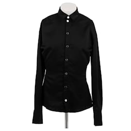 Autre Marque Camicia nera con bottoni argentati
