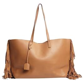 Borsa tote in pelle marrone con frange - Saint Laurent